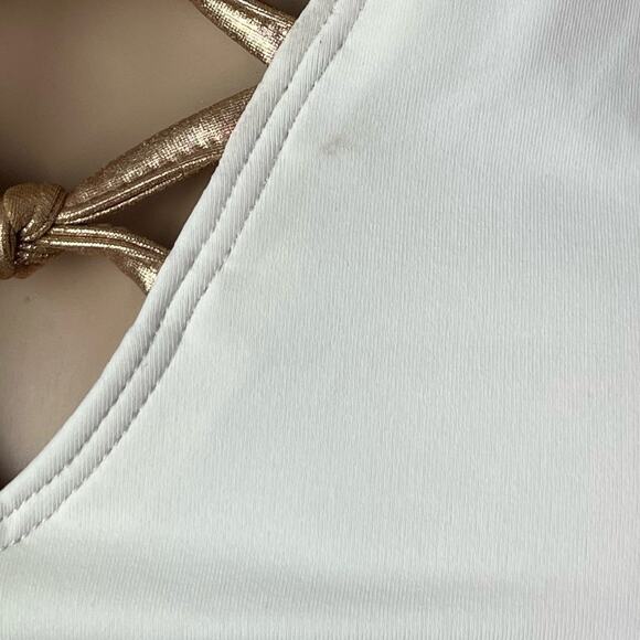 Bleu Rod Beattie Oh So Knotty Lace Down White One Piece Swimsuit - Picture 11 of 12